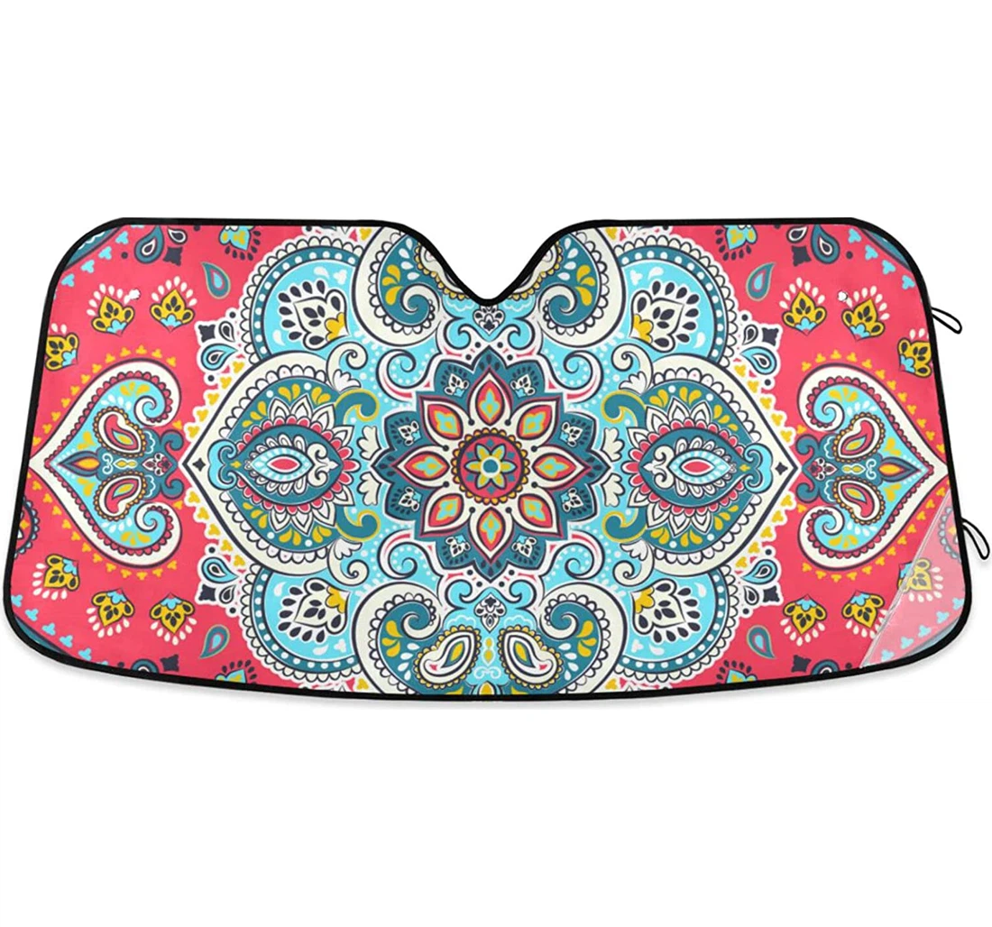 Indian Flowers Paisley Auto Sun Shade