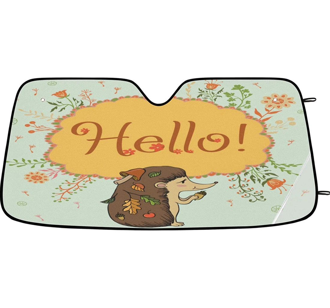 Hi Hedgehog Floral Flower Auto Sun Shade