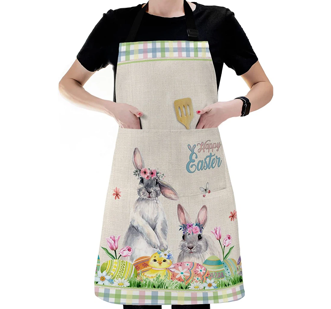 Spring Easter Farm Wild Bunny Chick And Eggs Apron