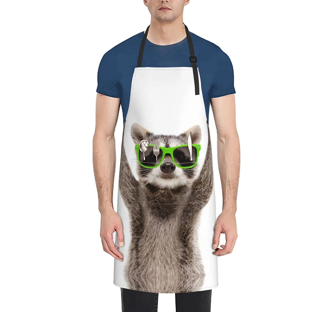 Funny Raccoon Green Sunglasses Apron