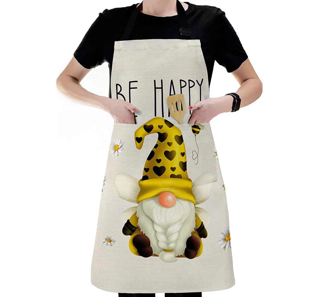 Spring Farmhouse Honey Bee Gnome Apron