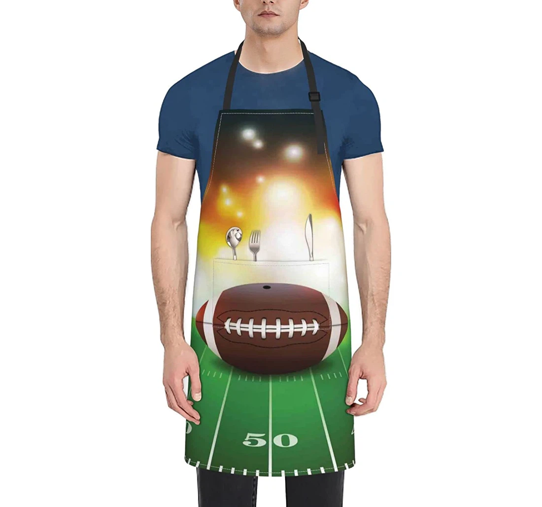 American Football Ball On Grass Sports Apron