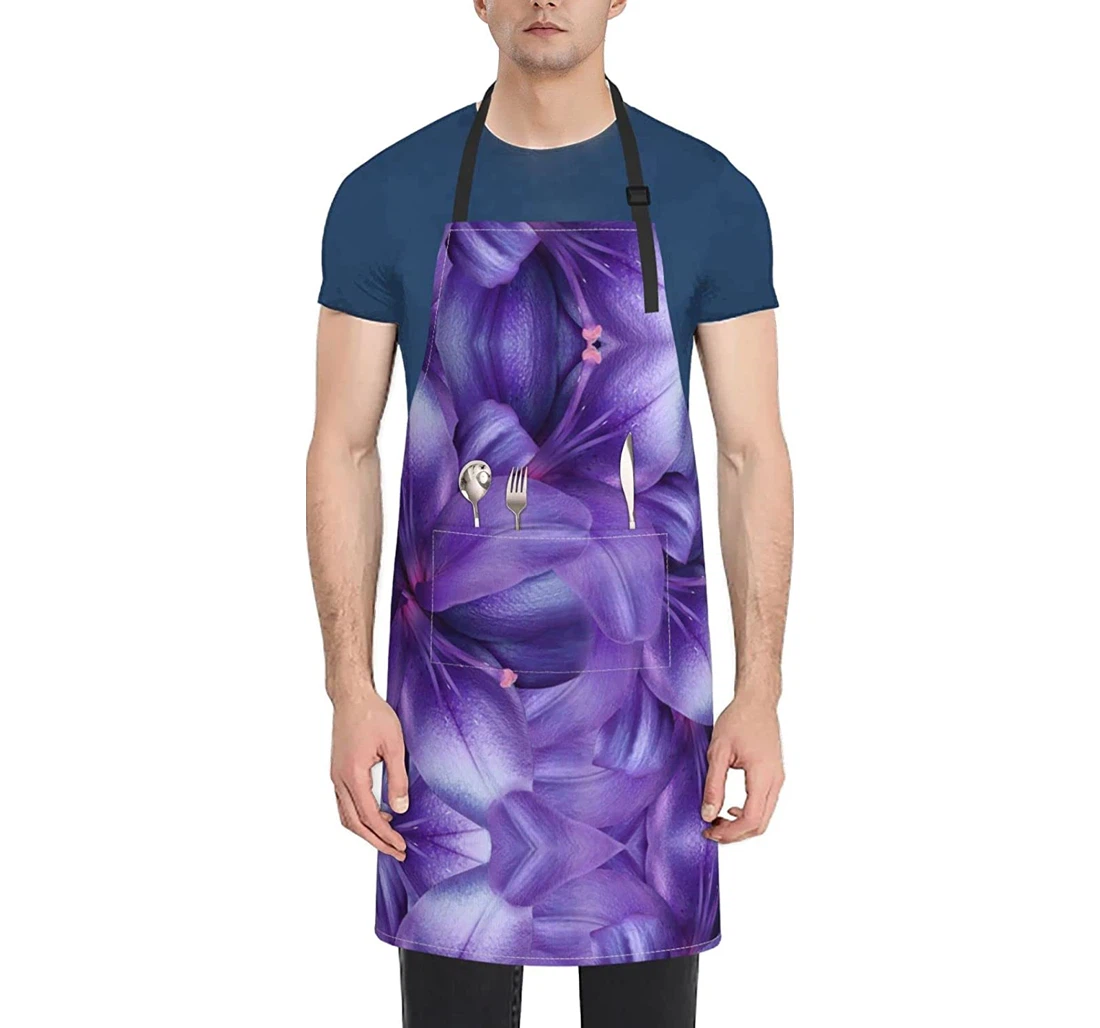 Purple Lily Flowers Apron