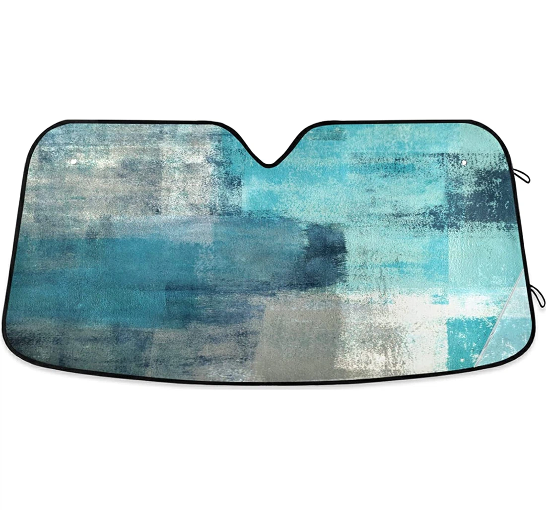 Modern Teal Turquoise Abstrast Art Painting Auto Sun Shade
