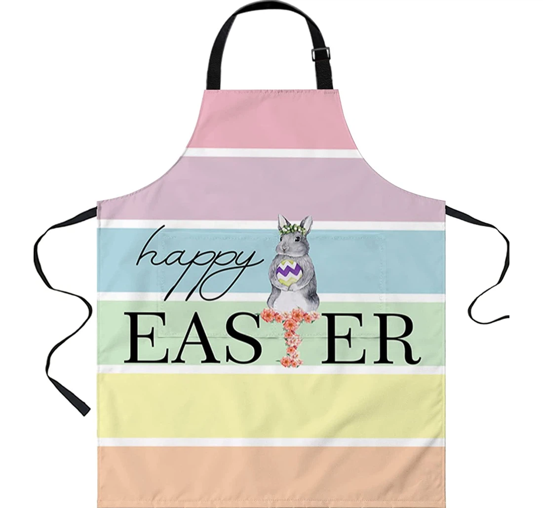 Easter Bunny Egg Color Stripe Server Chef Apron