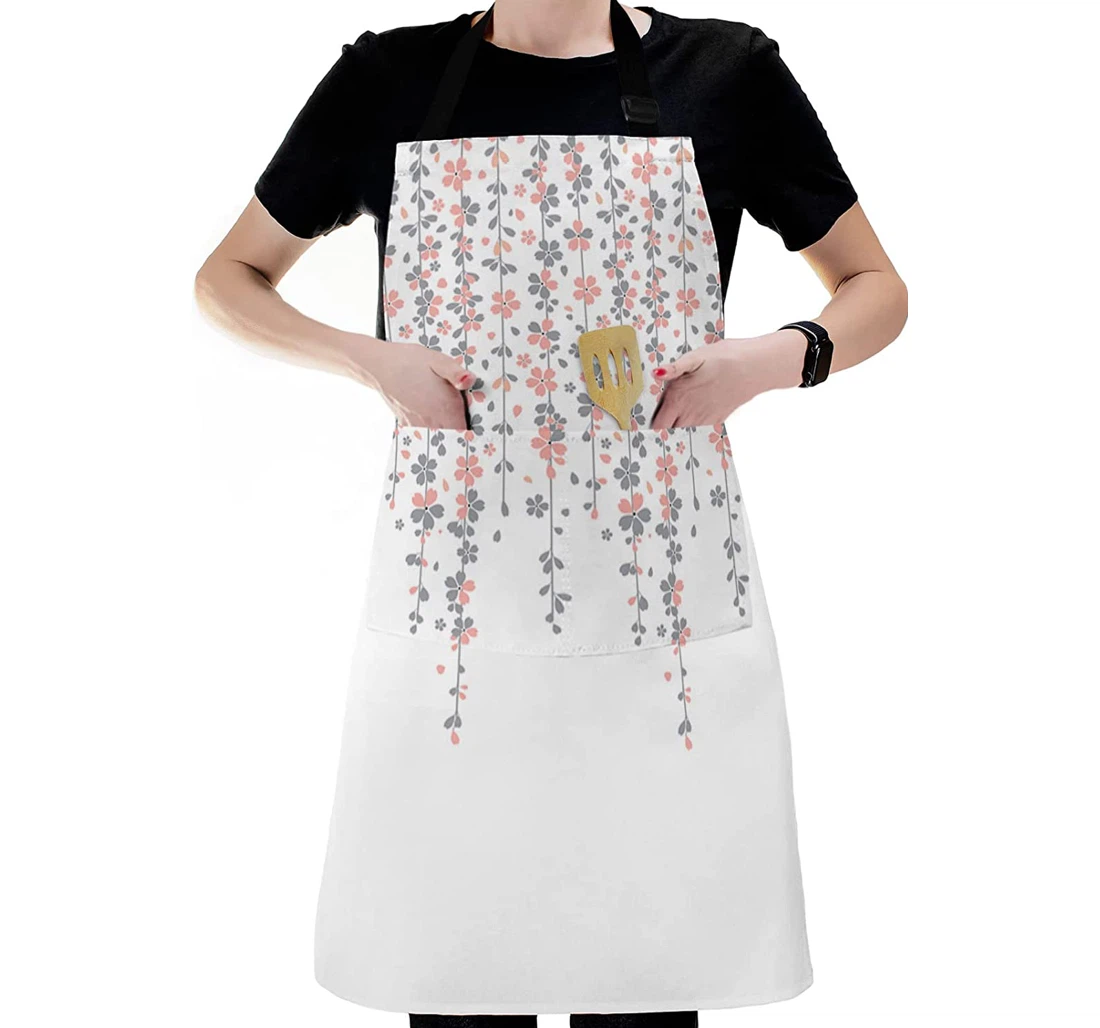 Pastoral Pink Grey Cherry Blossom Apron