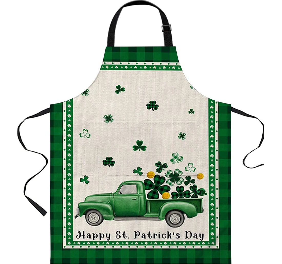 Farm Truck St Patrick's Day Clover Leaf Server Chef Apron