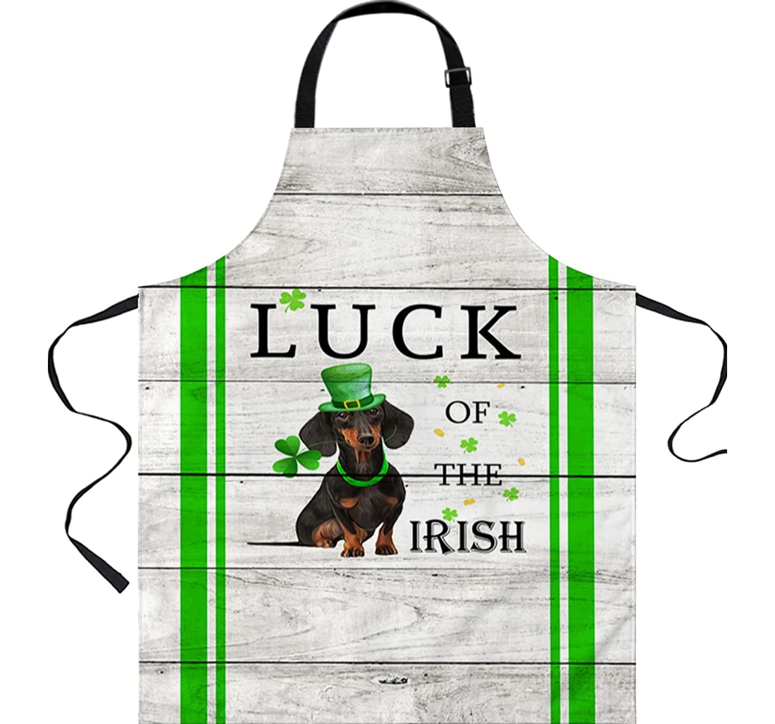 St Patrick's Day Luck Dog Clover Leaves Server Chef Apron