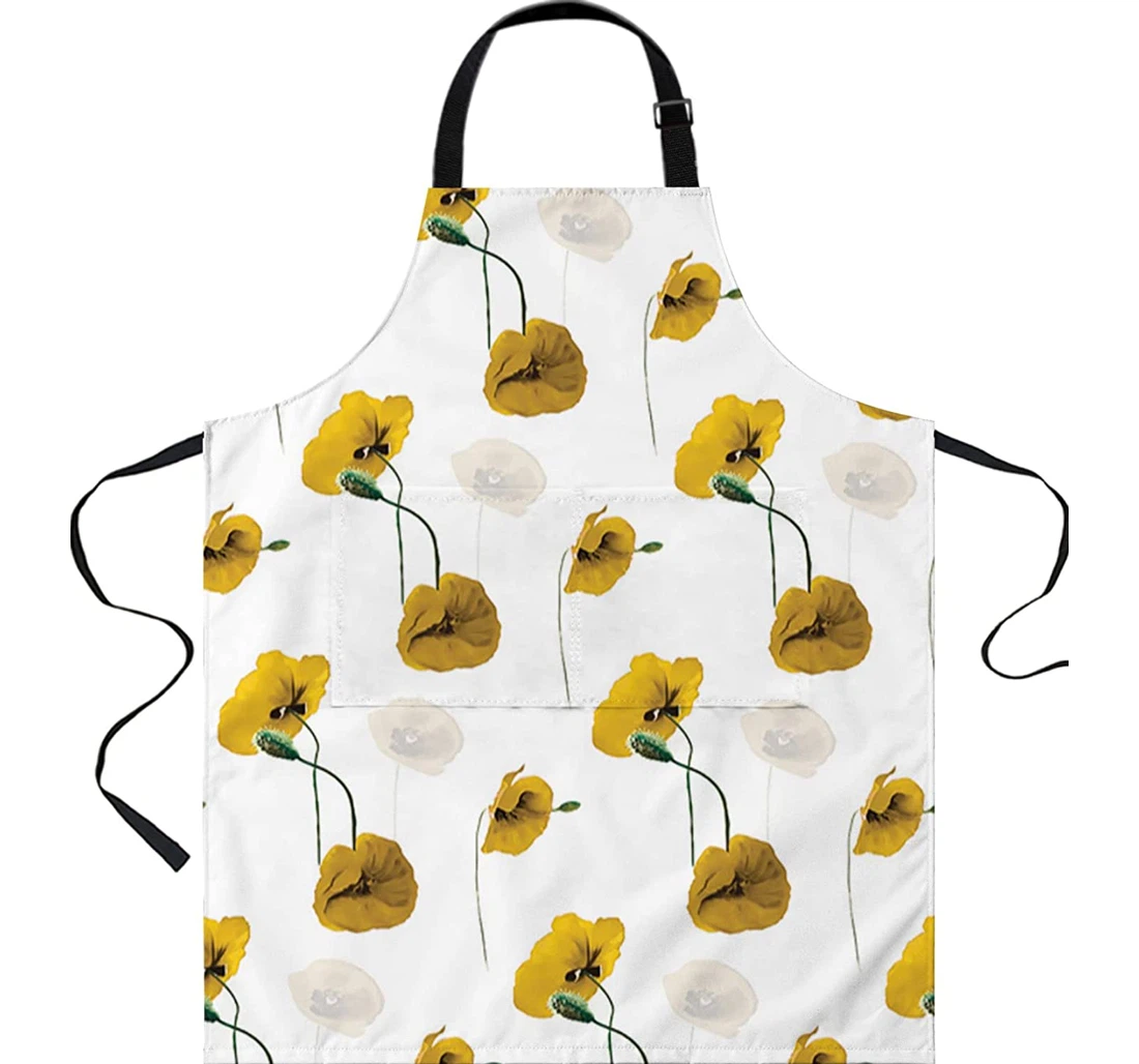 Poppy Flower Yellow Flower Tile Server Chef Apron