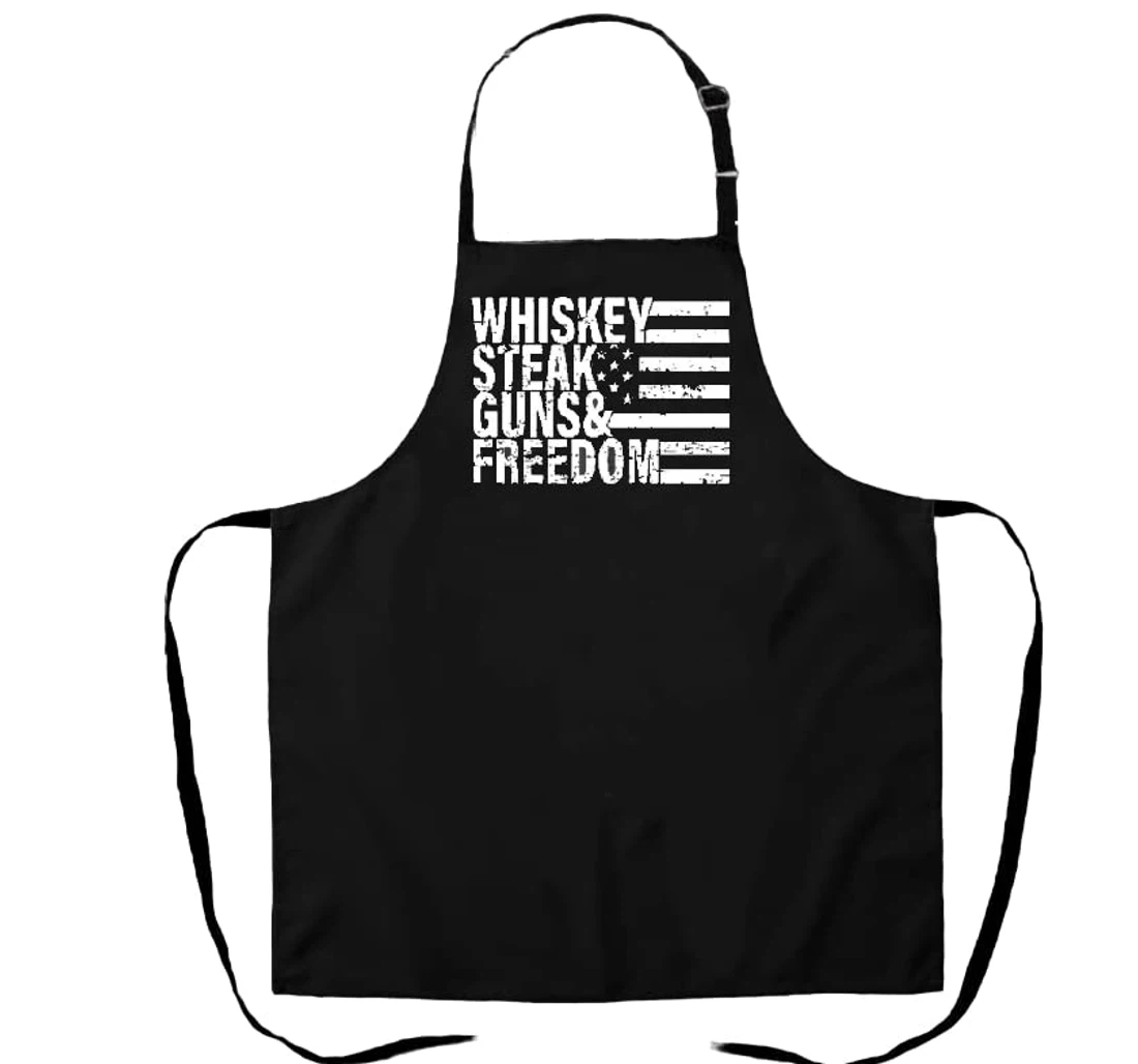 Whiskey Steak Guns And Freedom Funny Full Length Father's Day Gift Husband Him Apron