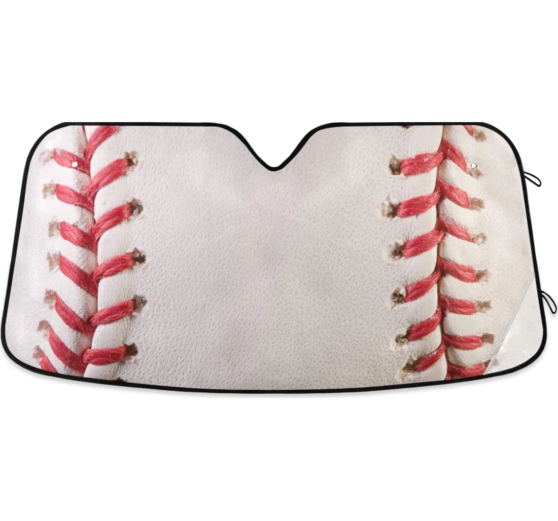 Baseball Red Stitches Auto Sun Shade