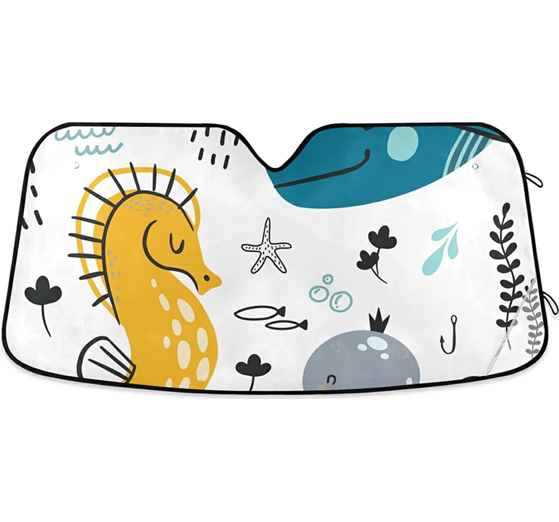 Blue Whale Octopus Seahorse Auto Sun Shade