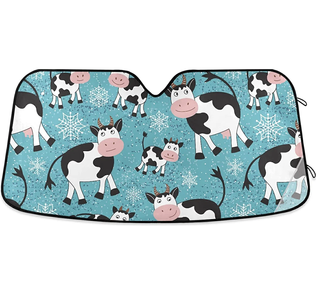 Cows Snowflakes Auto Sun Shade