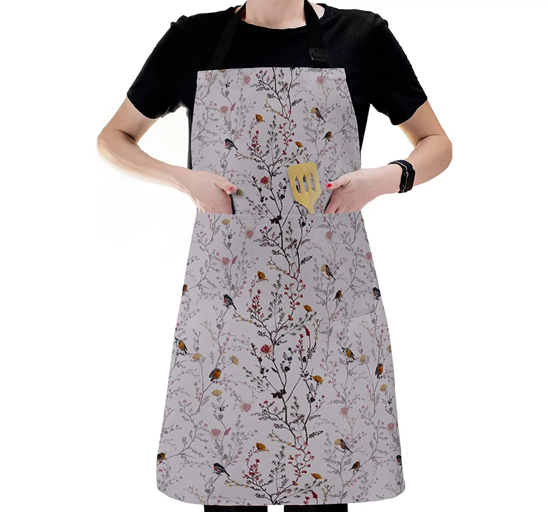 Country Wild Flower Branch Birds Apron