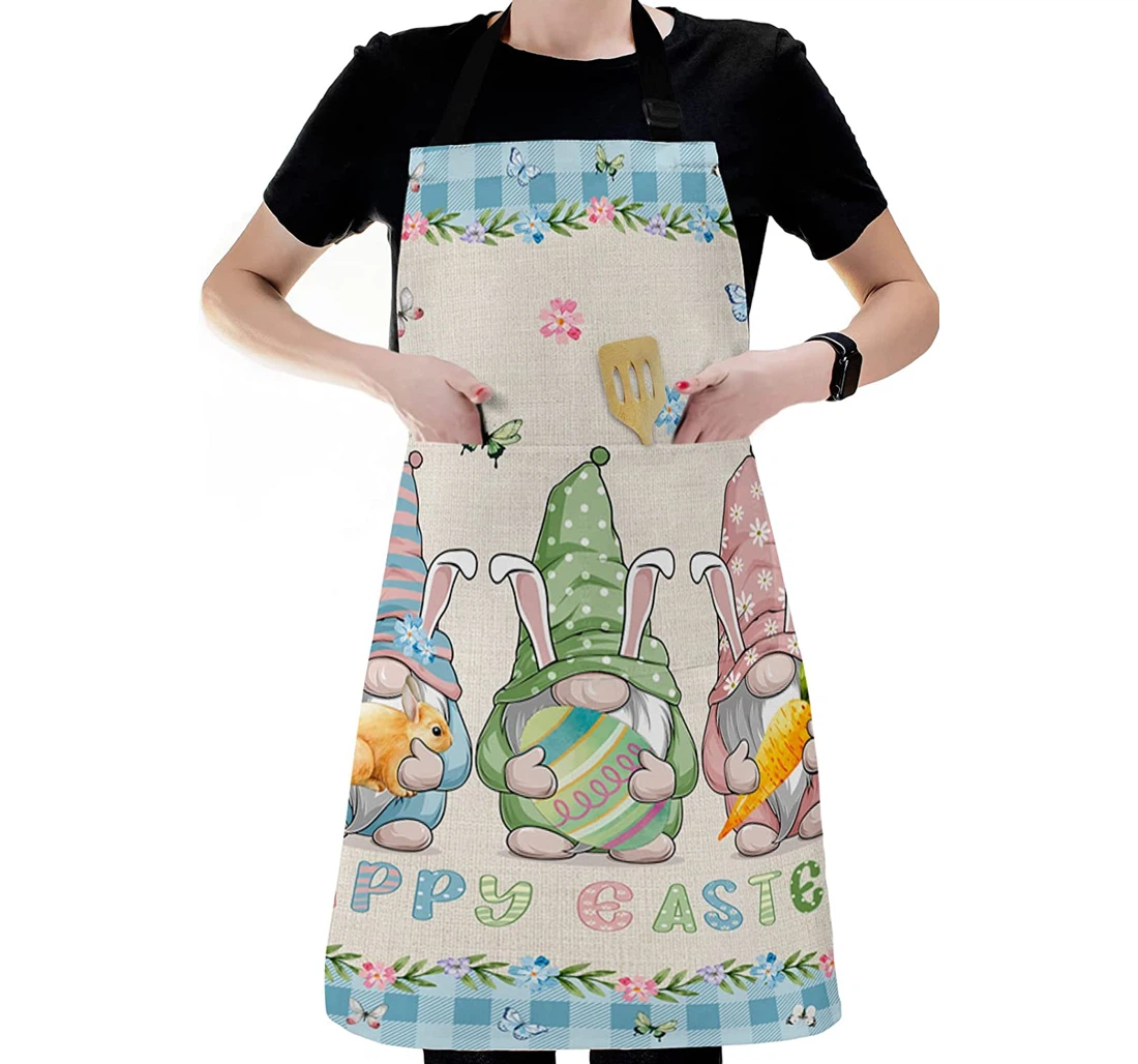 Easter Cute Gnome Bunny Ears Hat Cartoon Elf Butterfly Apron