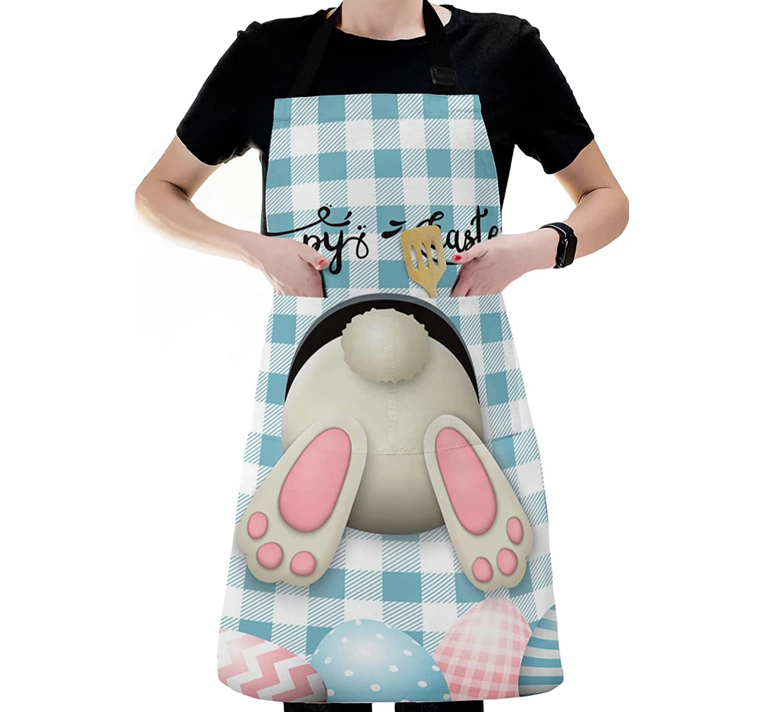 Spring Easter Cute Bunny Butt Blue Pink Eggs Apron