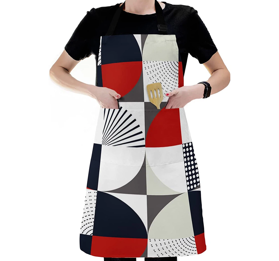 Abstract Red Grey Black Geometry Apron