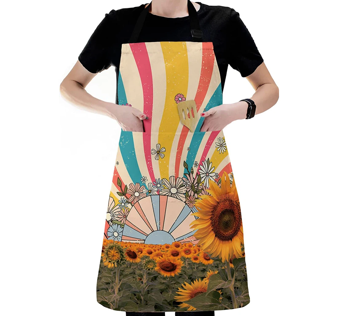 Farmhouse Vintage Sunflowers Field Apron