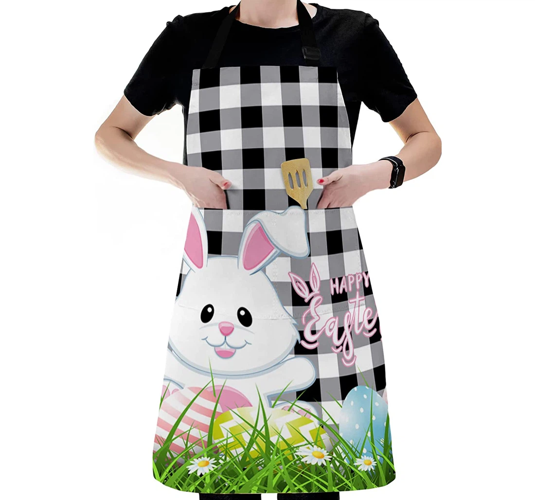 Spring Easter Rabbits Cartoon Rabbit Green Grass Apron