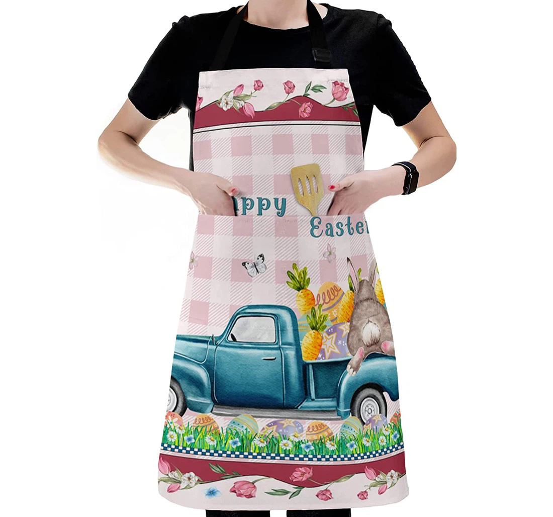 Spring Country Easter Cute Bunny Butt Eggs On Rural Car Apron