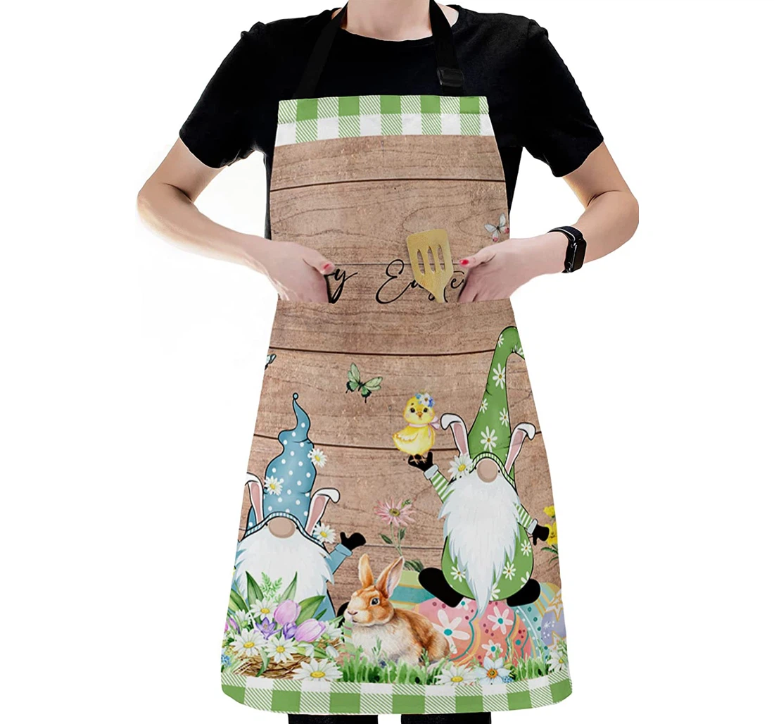 Vintage Spring Easter Cute Bunny Gnome Apron