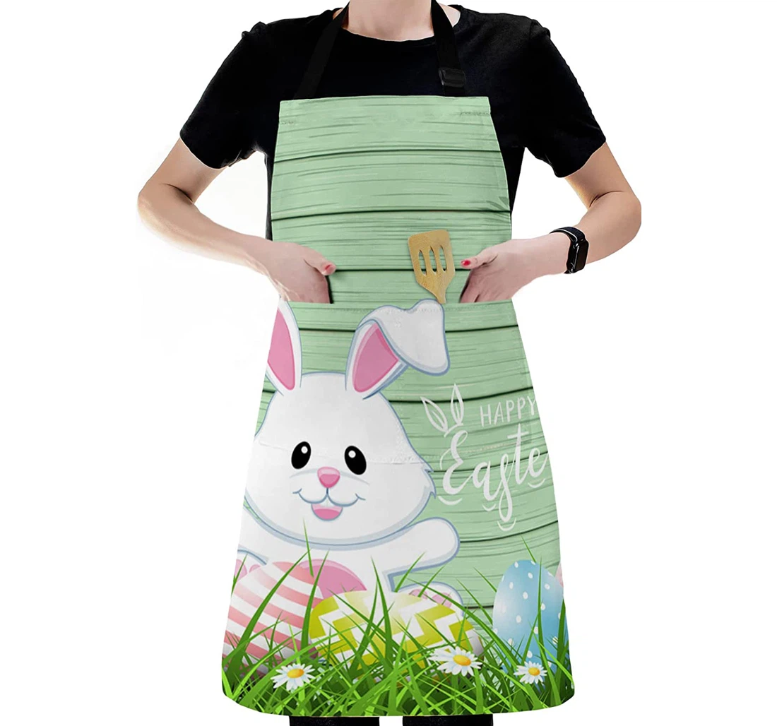 Farm Easter Cartoon Bunny Green Wood Board Apron