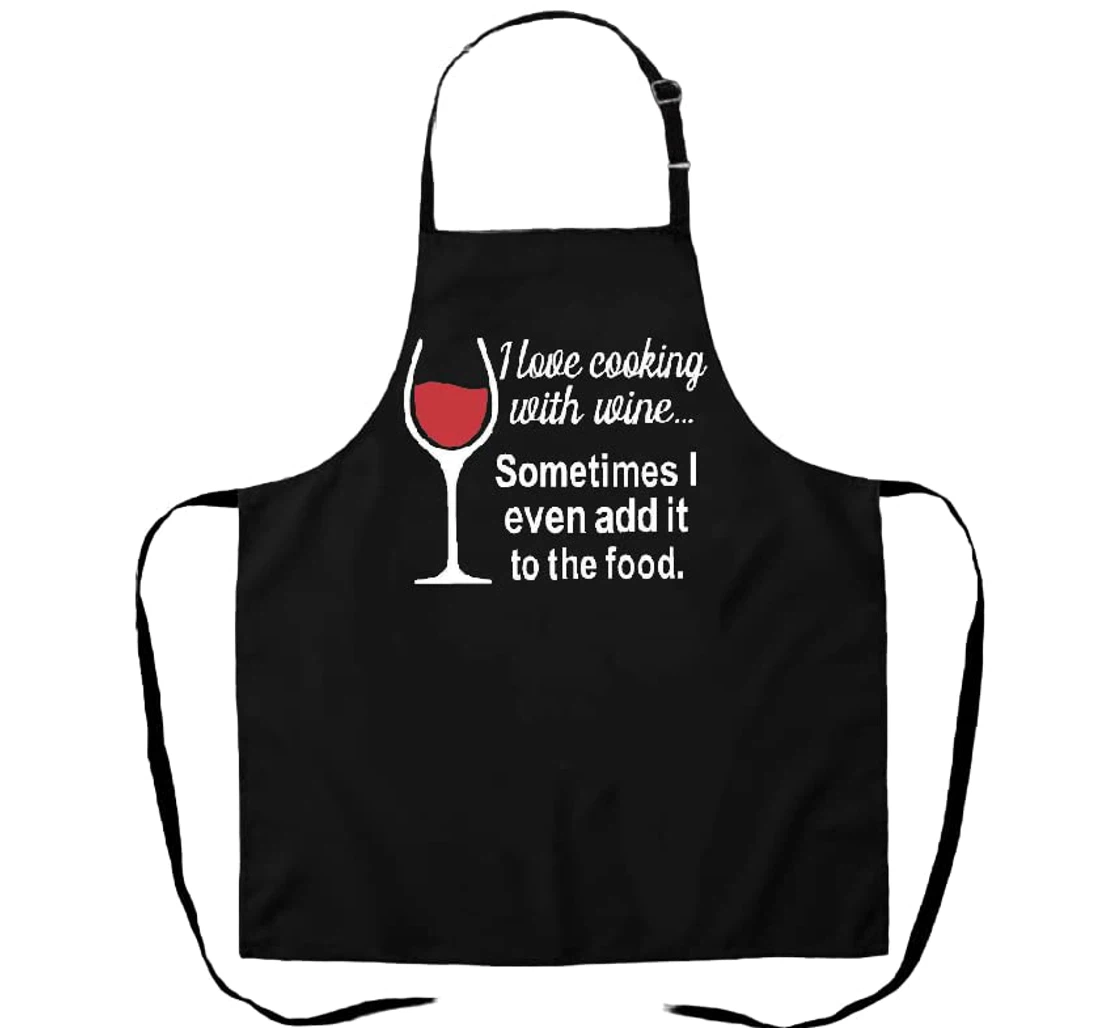 Black I Love Wine Mom Gift Funny Gift Mom Mother M Wife Apron