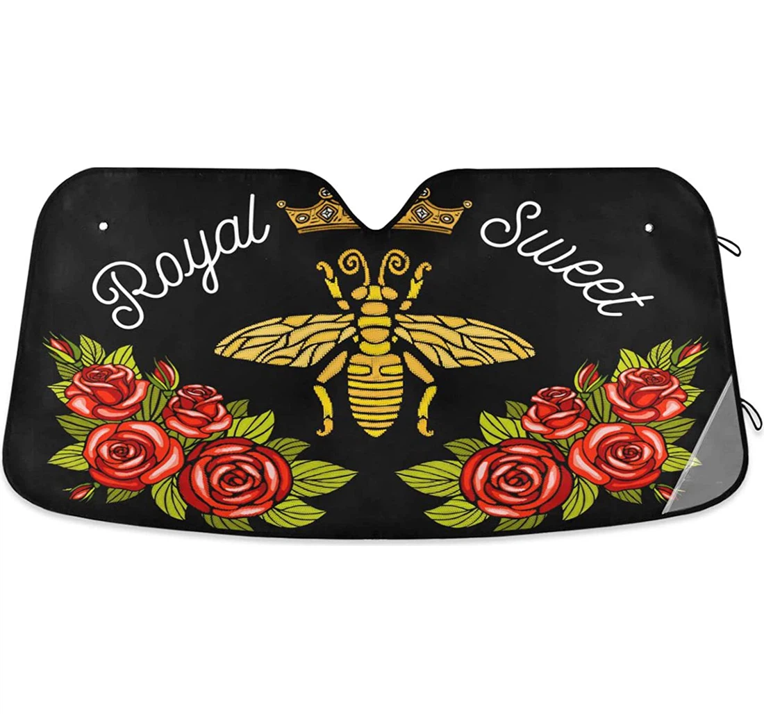 Bee Crown Flowers Red Roses Auto Sun Shade