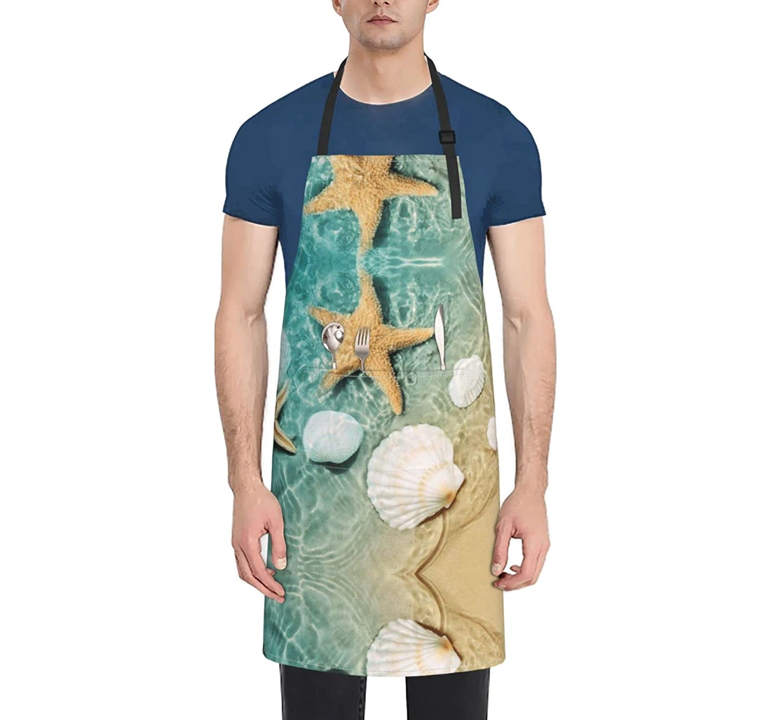 Starfish And Seashell Pattern Apron