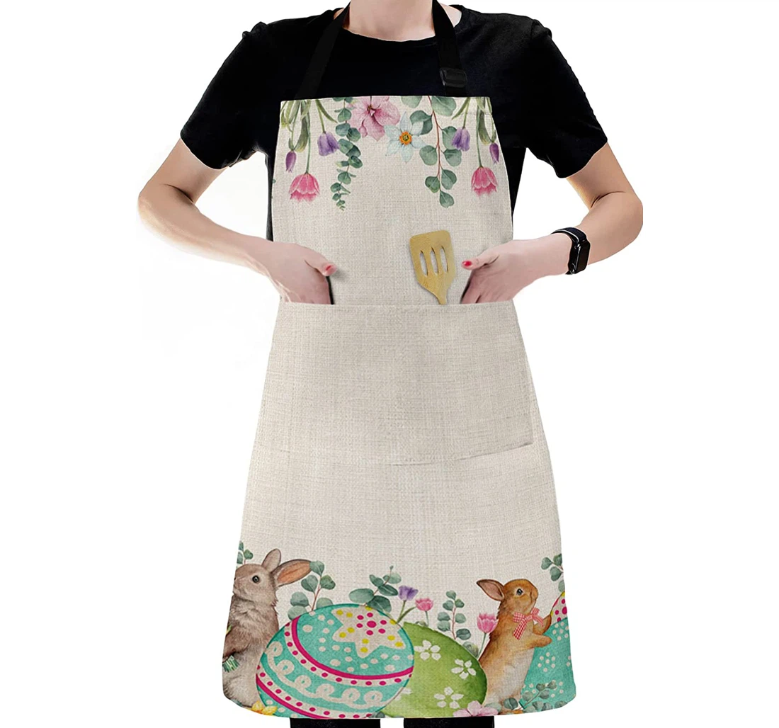 Spring Easter Country Pastoral Flower Bunny Tribe Eggs Apron