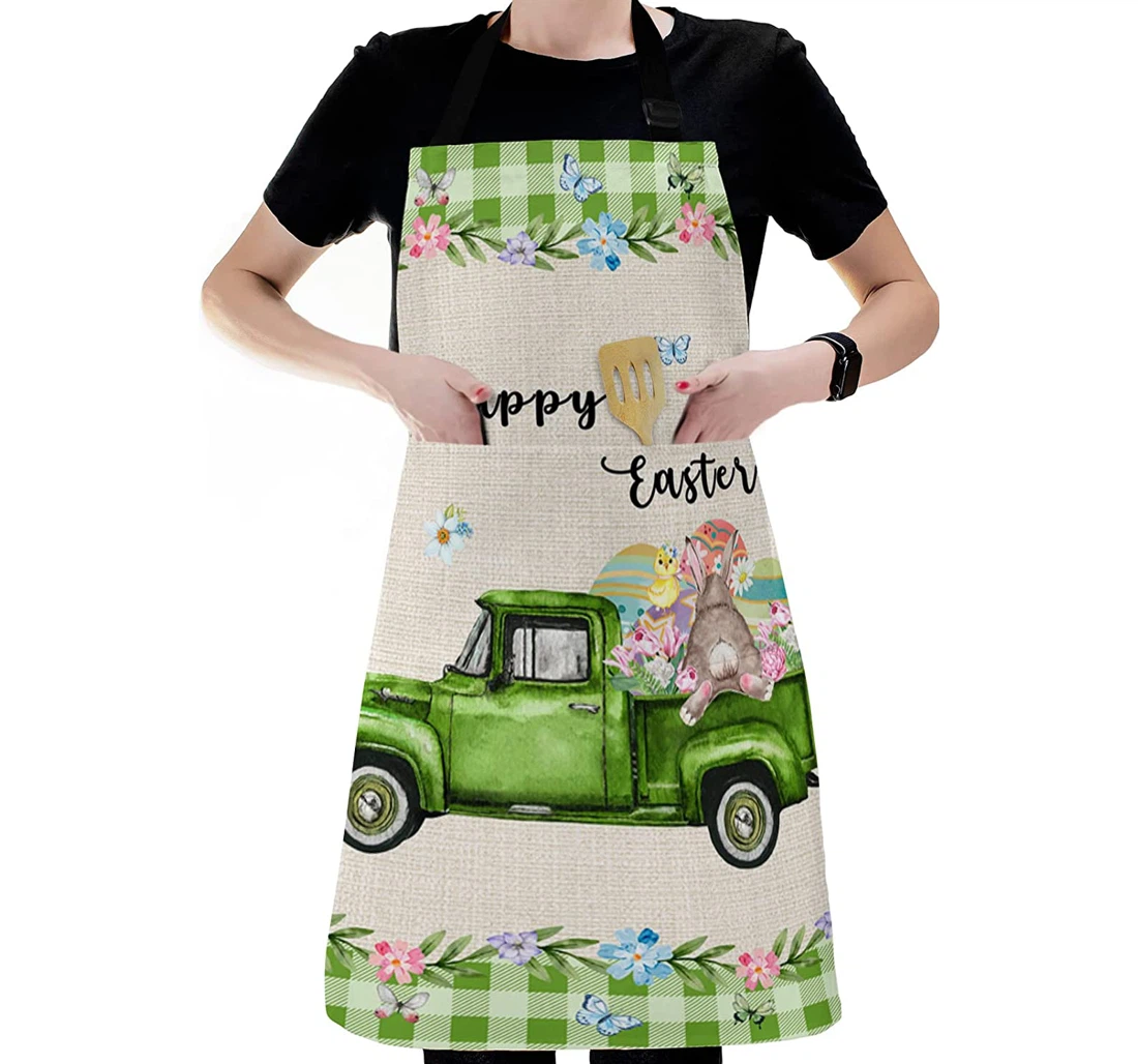 Spring Easter Country Truck Bunny Tail Chick On Car Apron