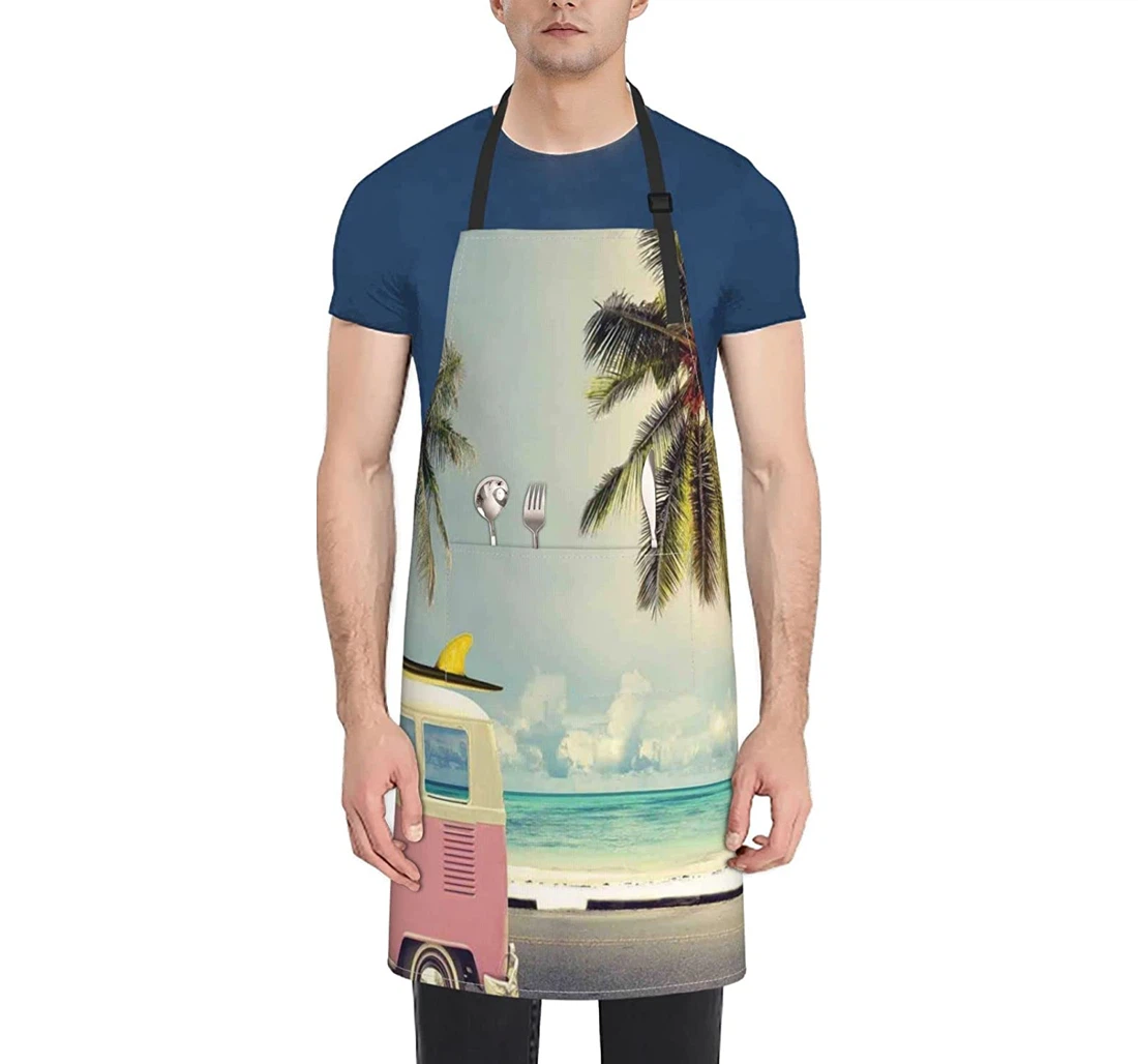 Bus Beach Seaside Scene Apron