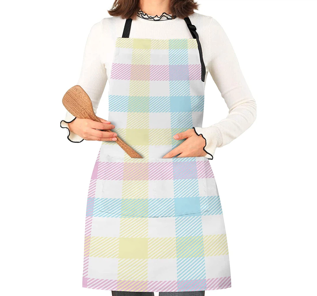 Happy Easter Colorful Rainbow Plaid Apron