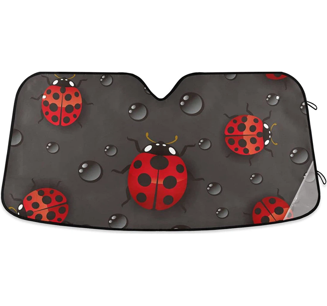 Red Ladybugs Raindrops Auto Sun Shade