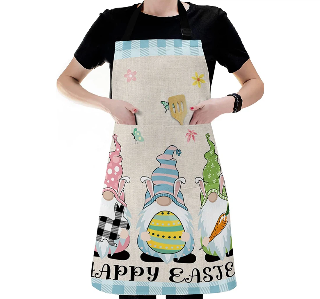 Spring Easter Cute Gnomes Plaid Hat Apron