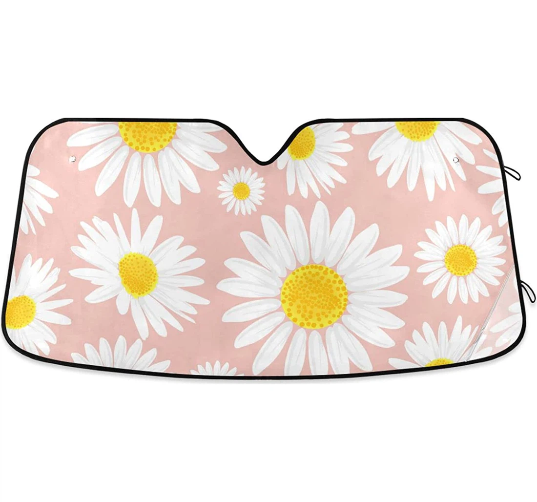 Pink White Daisies Flowers Floral Auto Sun Shade