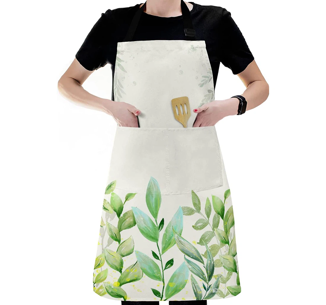 Watercolor Spring Boho Leaf Apron