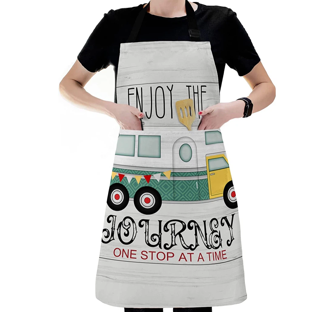 Camping Bus Enjoy Journey Quotes Wood Board Apron