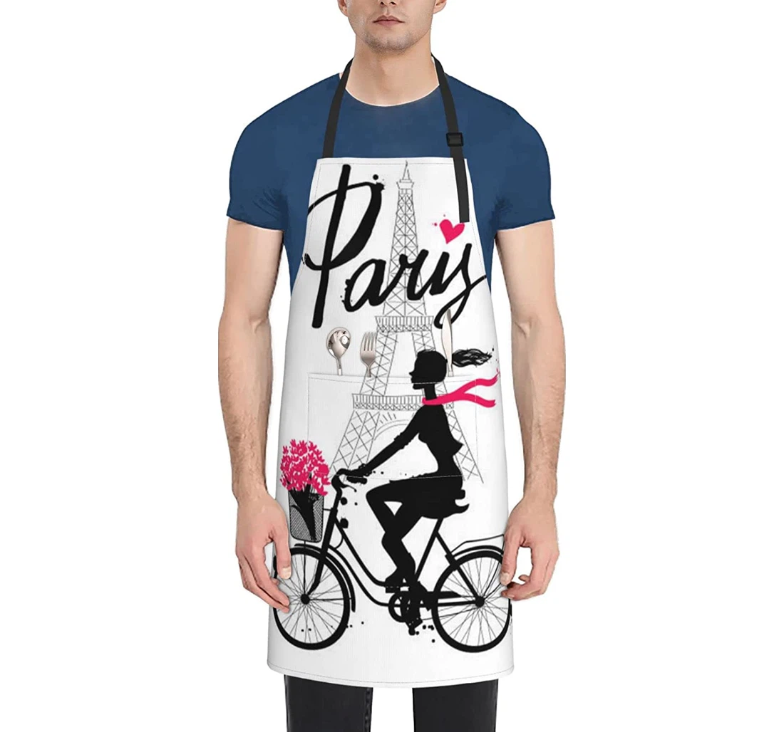 Paris Eiffel Tower Girl Bicycle Apron