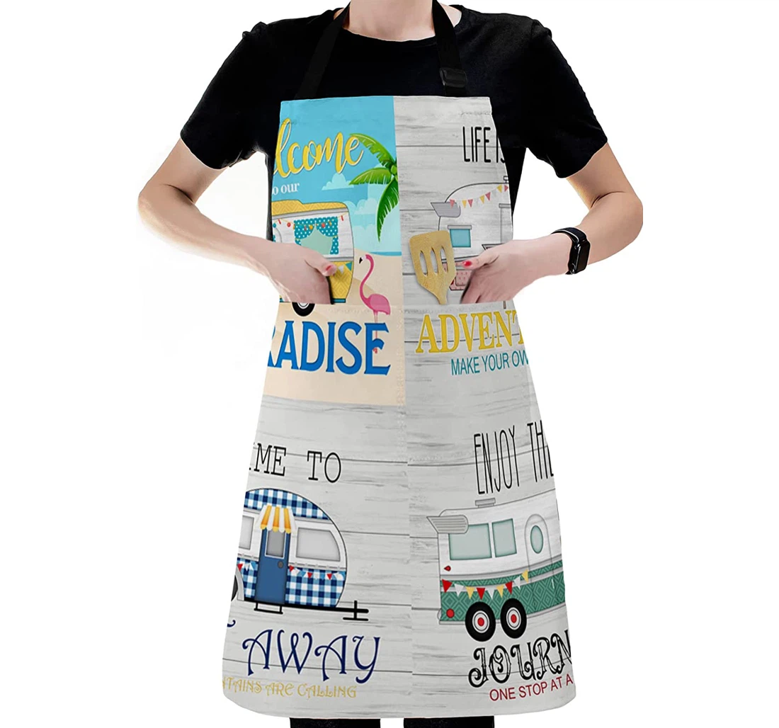 Summer Vacation Theme Camping Bus Apron