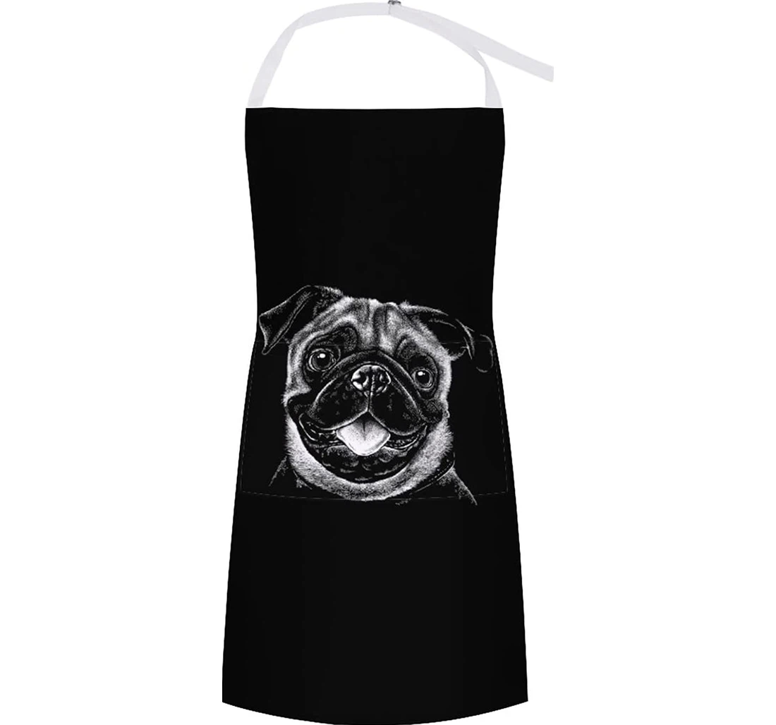 Black Portrait Pug's Face Apron