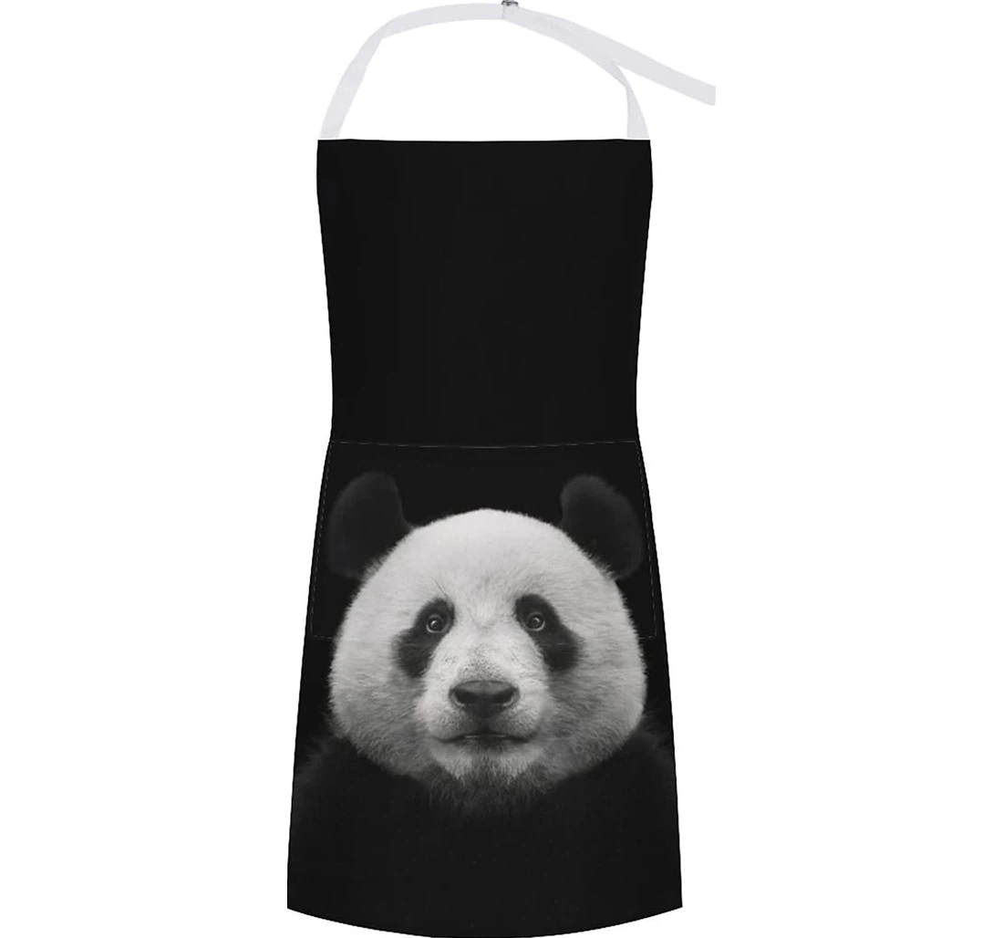 Panda Bear Face On Black Apron