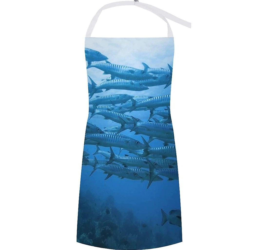 School Of Barracudas Underwater Apron