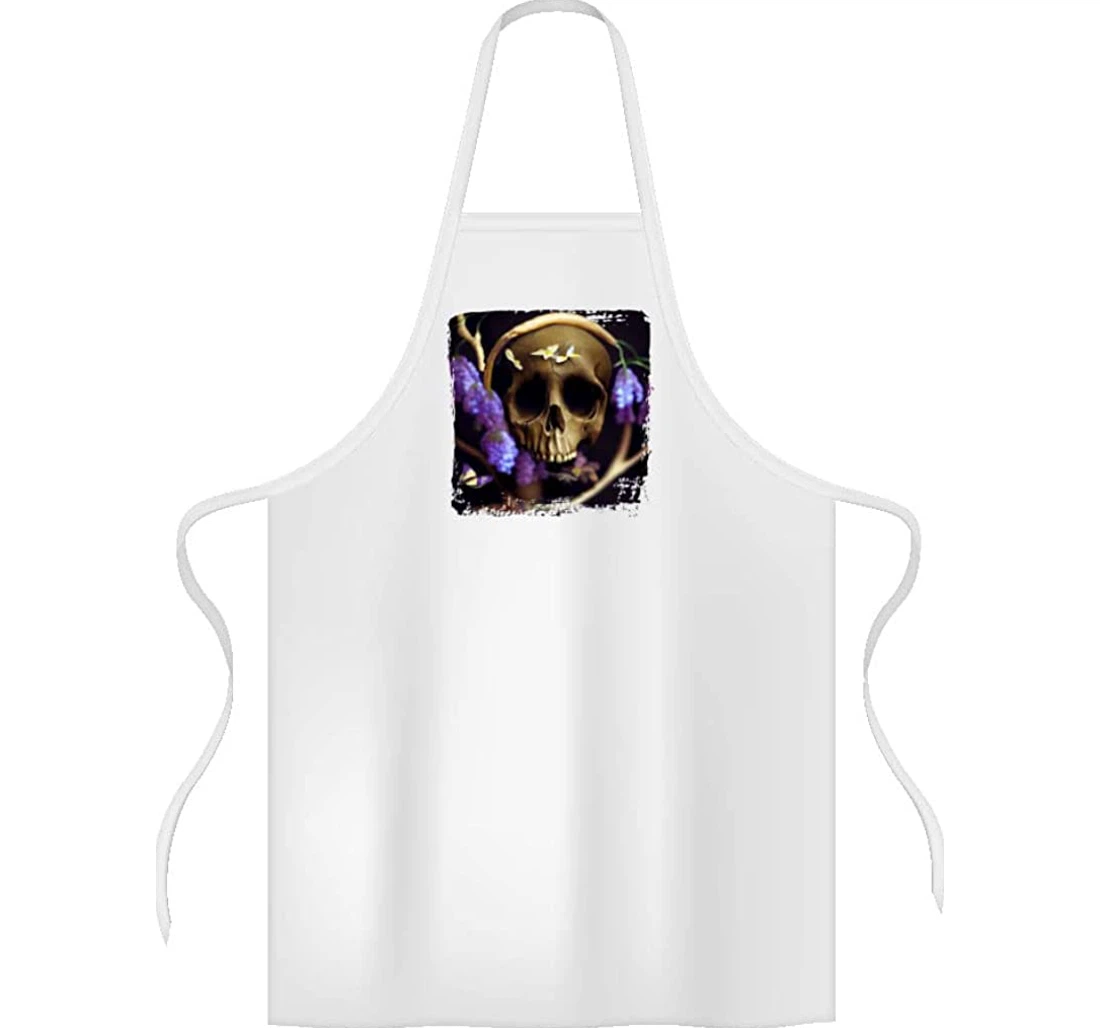 Skull Print Floral Design Best Design Apron