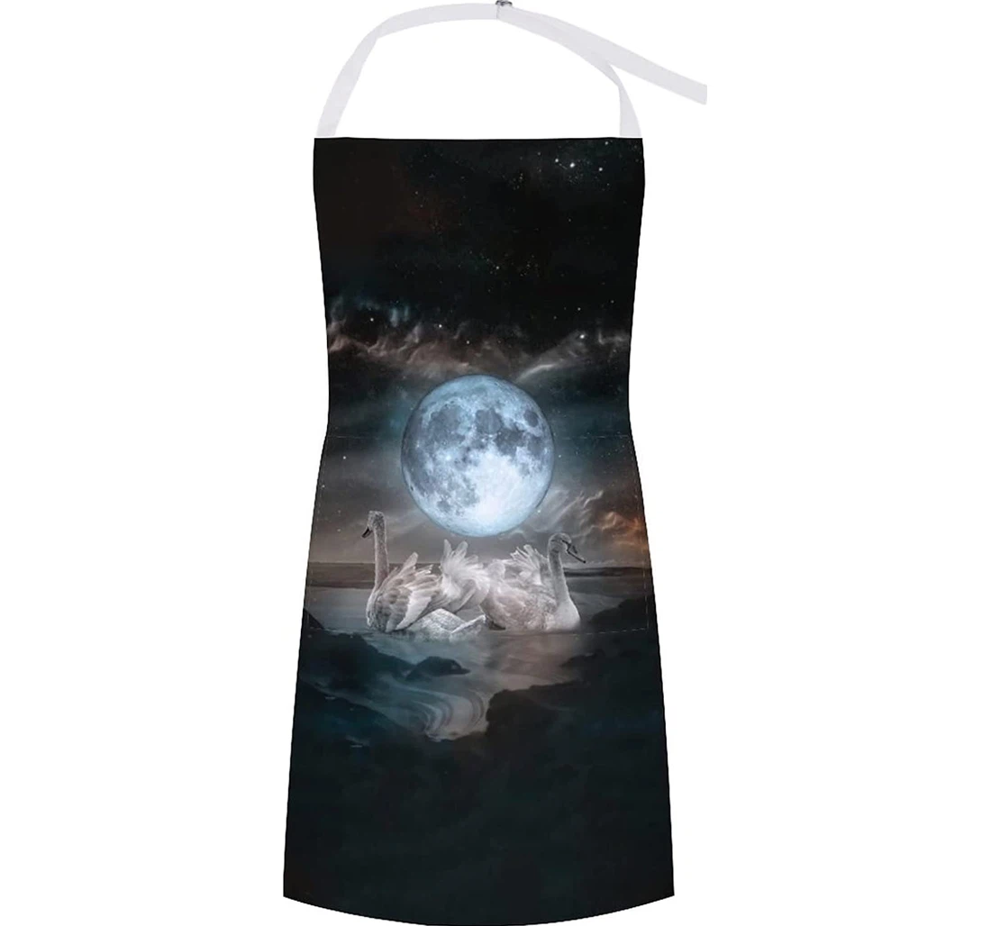 White Swans Fulll Moon Apron