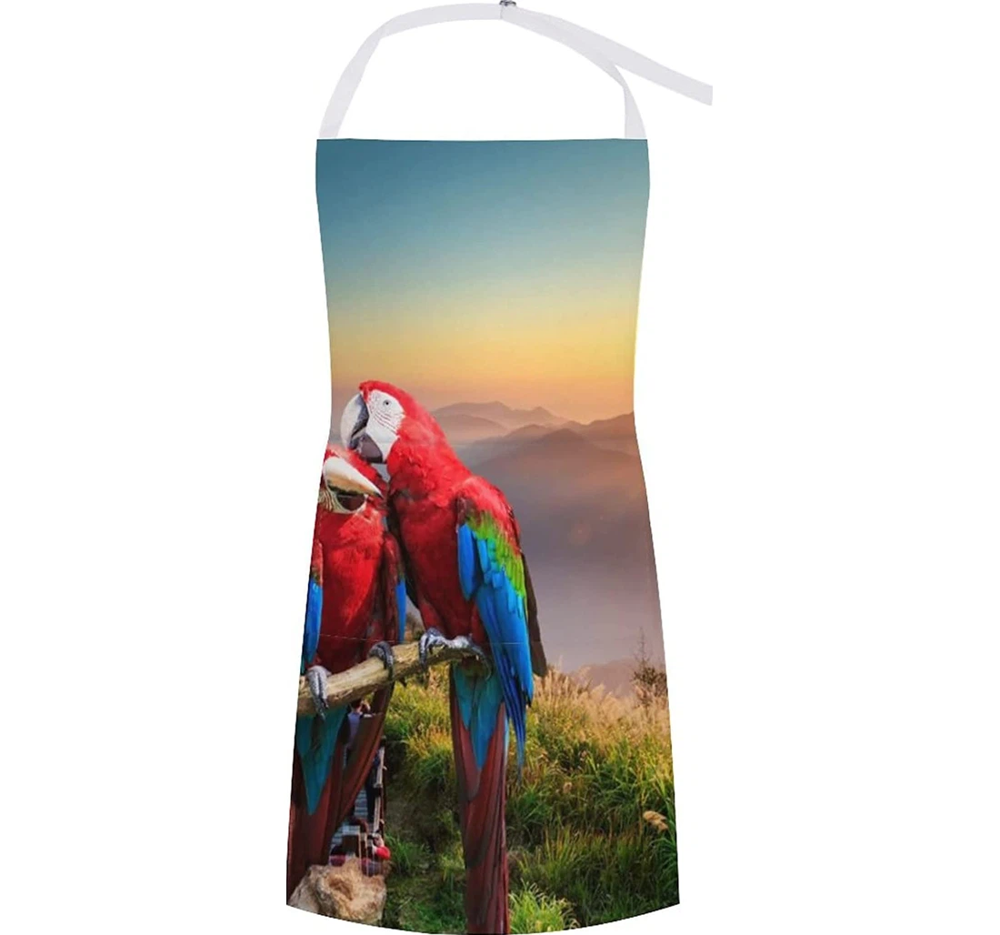 Red Blue Macaw Parrots Apron