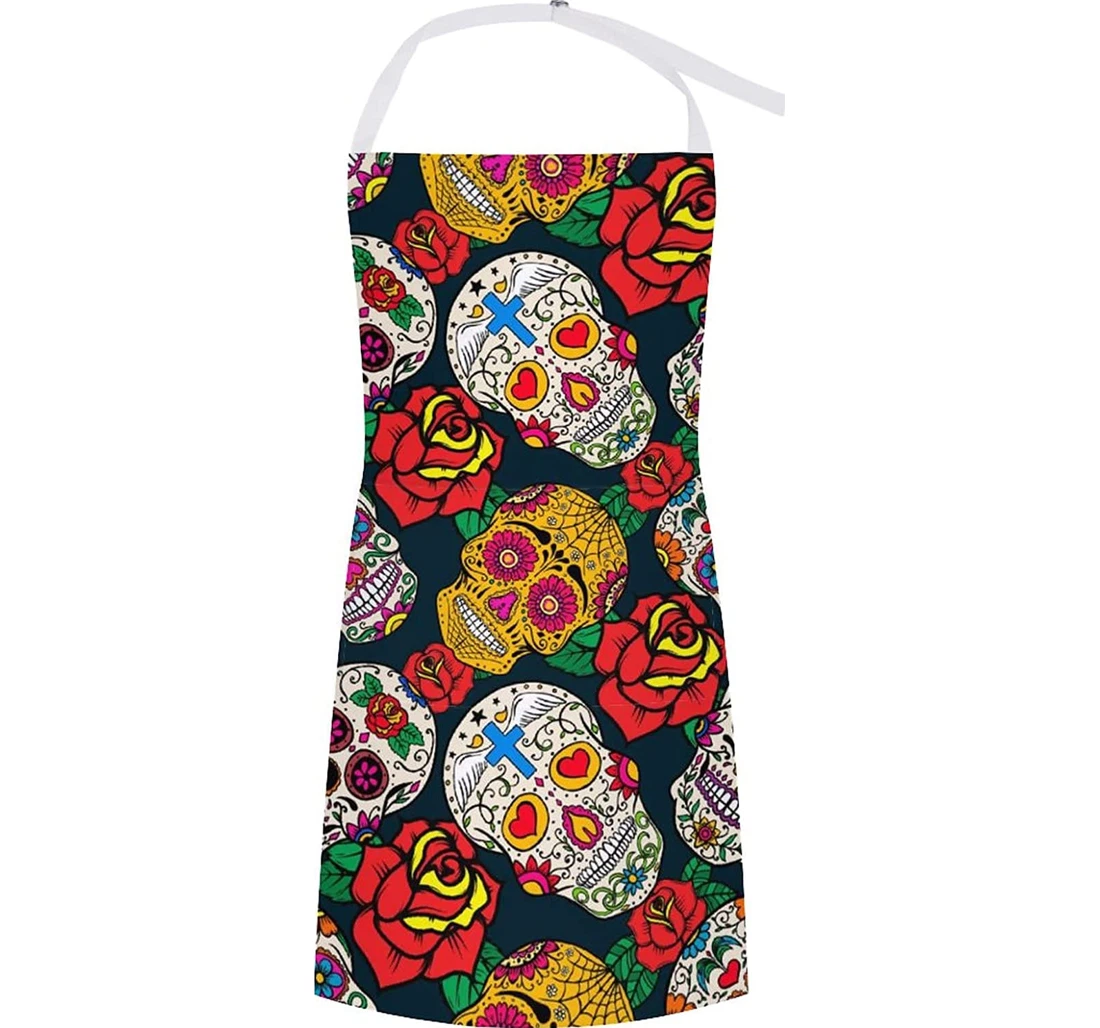 Dead Day Of Sugar Skulls And Roses Apron