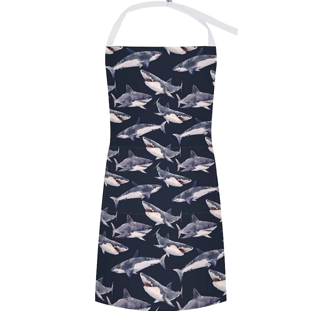 Watercolor Shark Pattern Apron