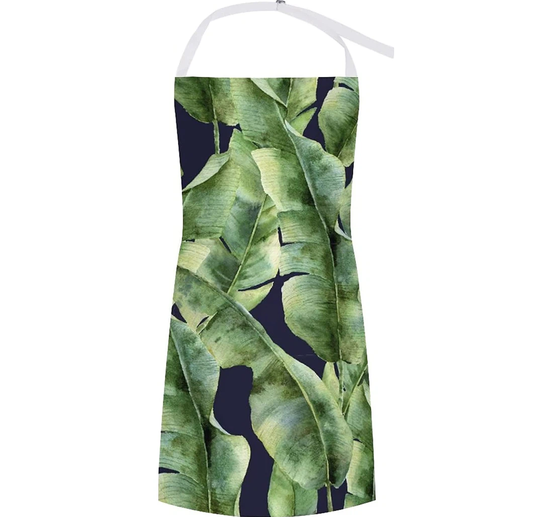 Watercolor Banana Palm Leaves Apron