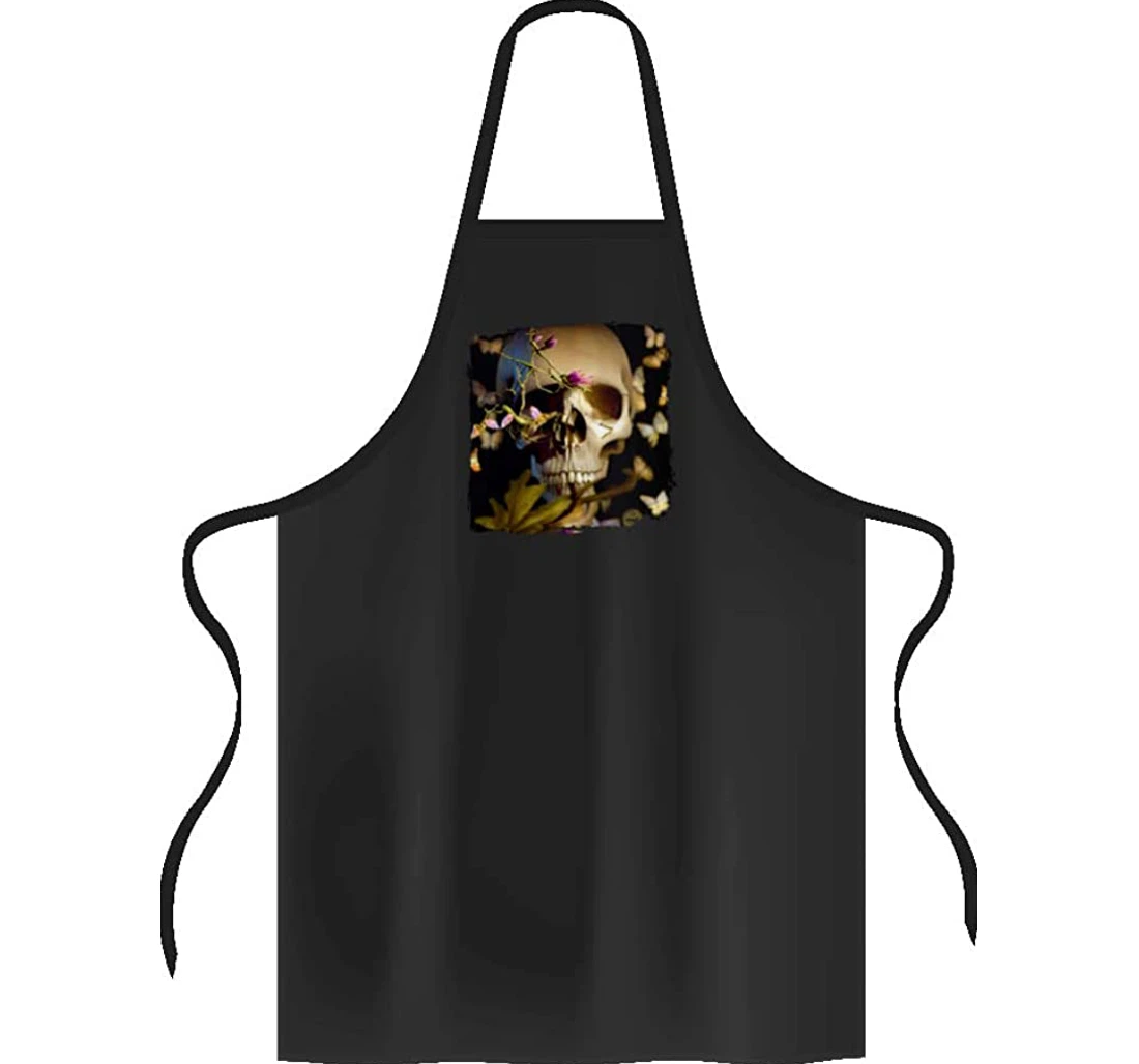 Gothic Skull Flower Design Graphic Apron